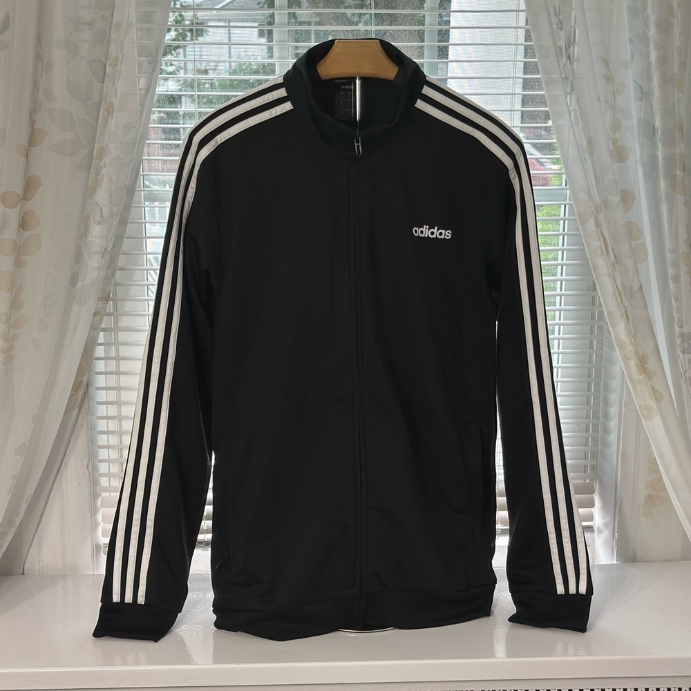 Adidas Men's Black and White Track Jacket